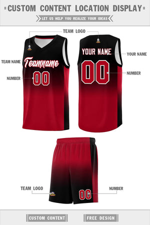 Custom Black Red Gradient Fashion Sets Sports Uniform Basketball Jersey