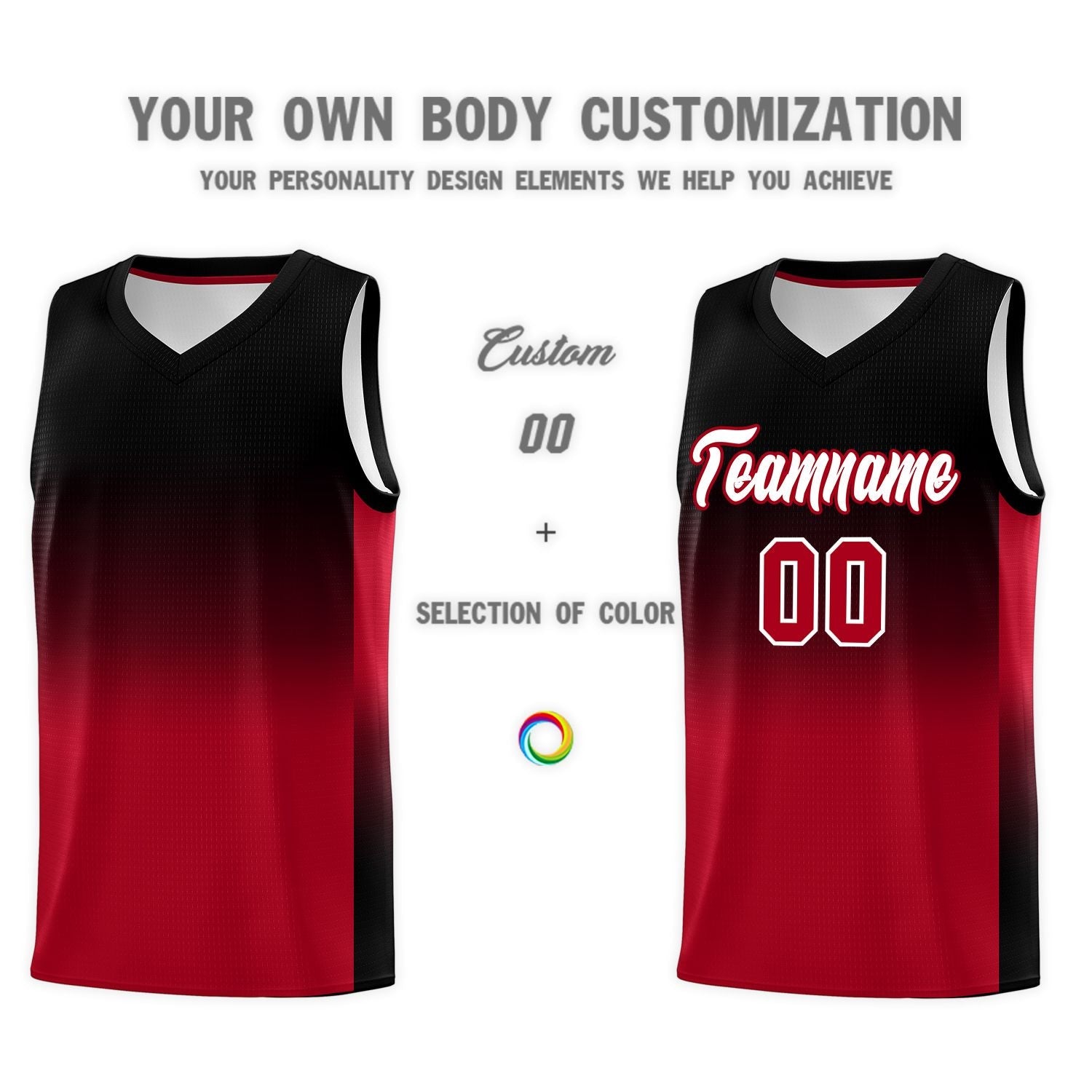 Custom Black Red Gradient Fashion Sets Sports Uniform Basketball Jersey