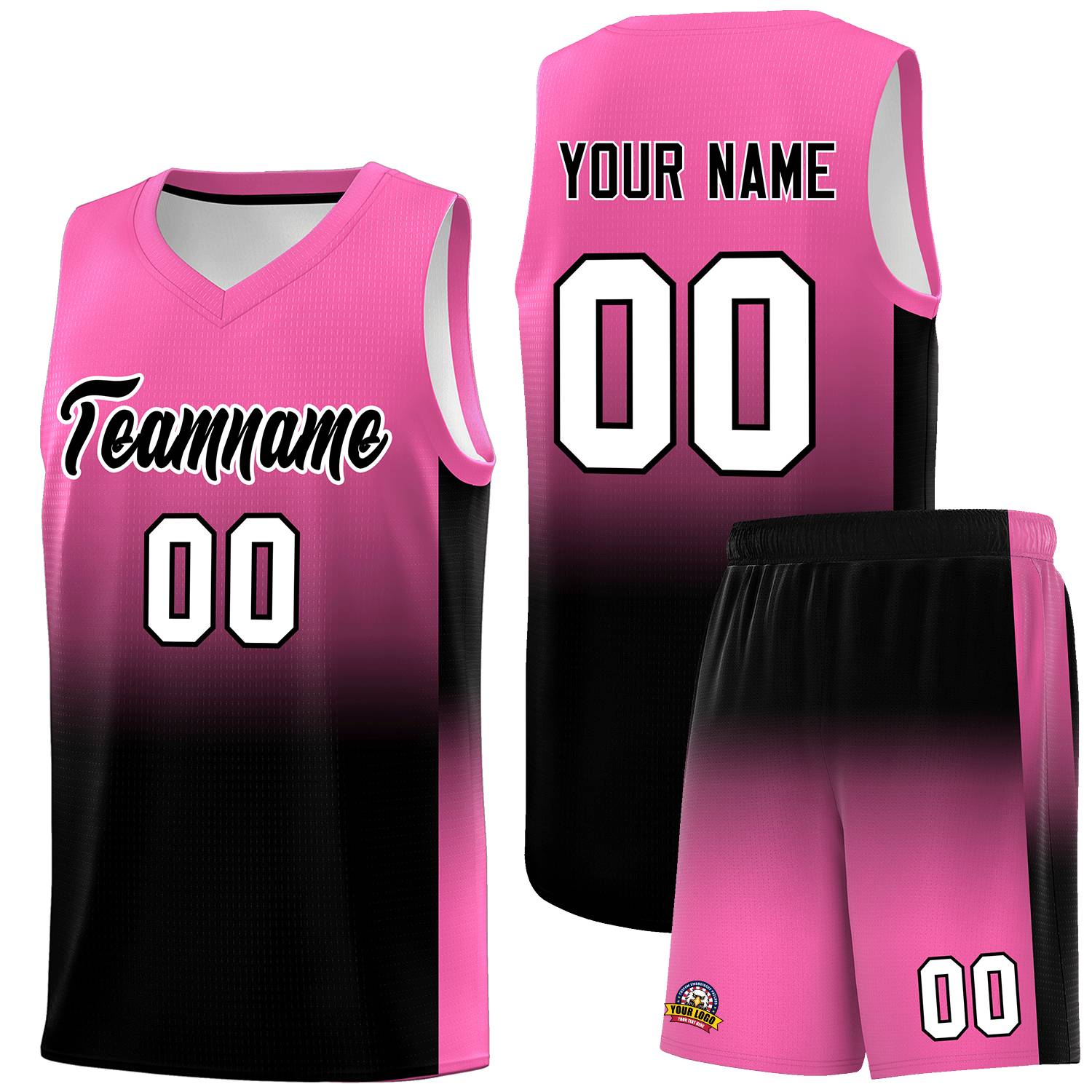 Custom Pink Black Gradient Fashion Sets Sports Uniform Basketball Jersey