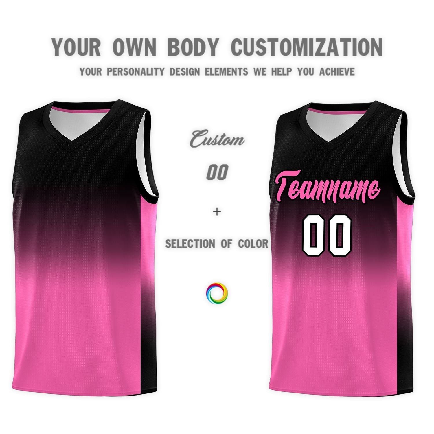 Custom Black Pink Gradient Fashion Sets Sports Uniform Basketball Jersey