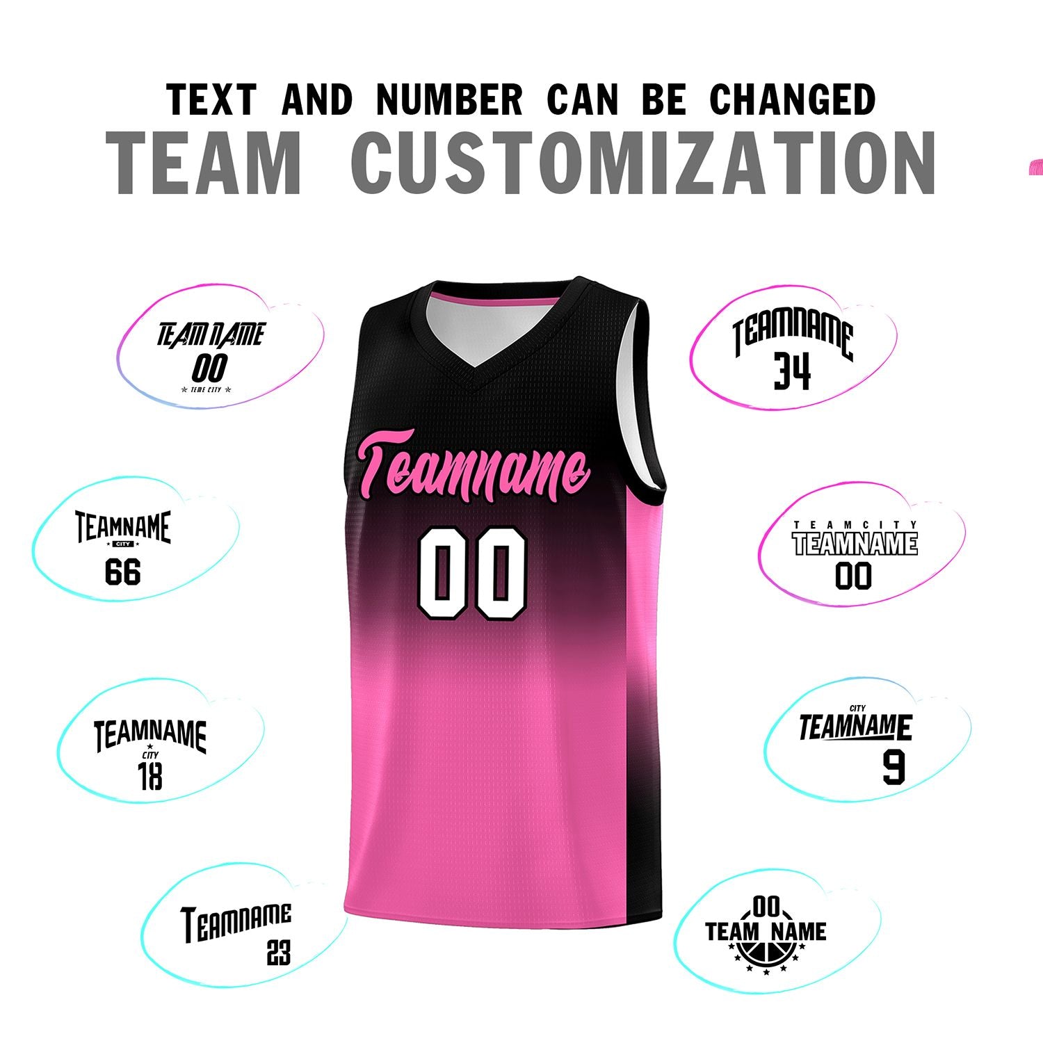 Custom Black Pink Gradient Fashion Sets Sports Uniform Basketball Jersey