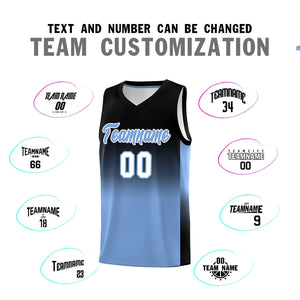 Custom Black Light Blue Gradient Fashion Sets Sports Uniform Basketball Jersey