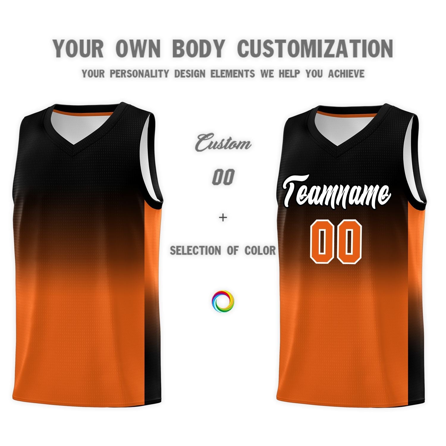 Custom Black Orange Gradient Fashion Sets Sports Uniform Basketball Jersey