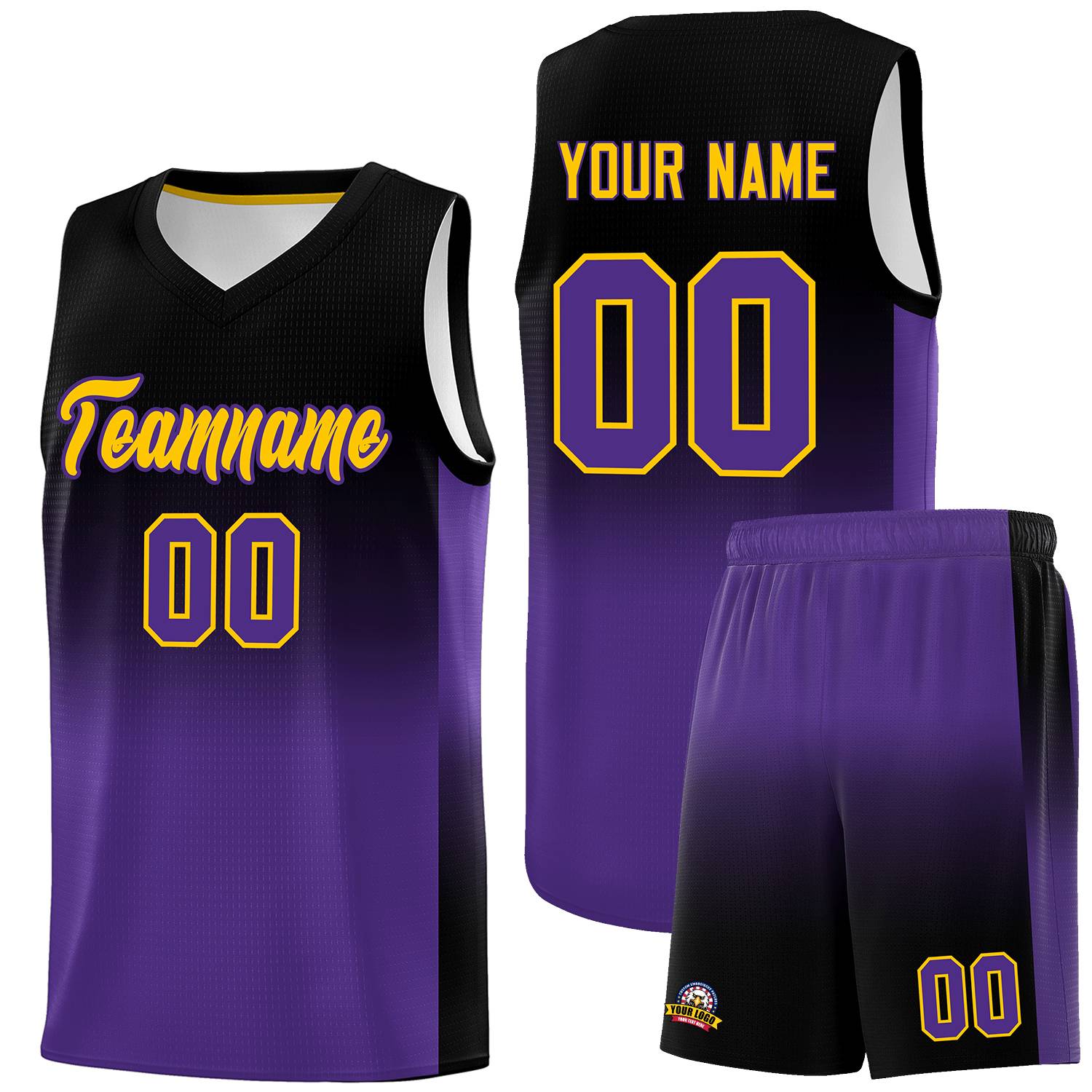 Custom Black Purple Gradient Fashion Sets Sports Uniform Basketball Jersey