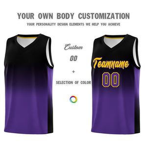 Custom Black Purple Gradient Fashion Sets Sports Uniform Basketball Jersey