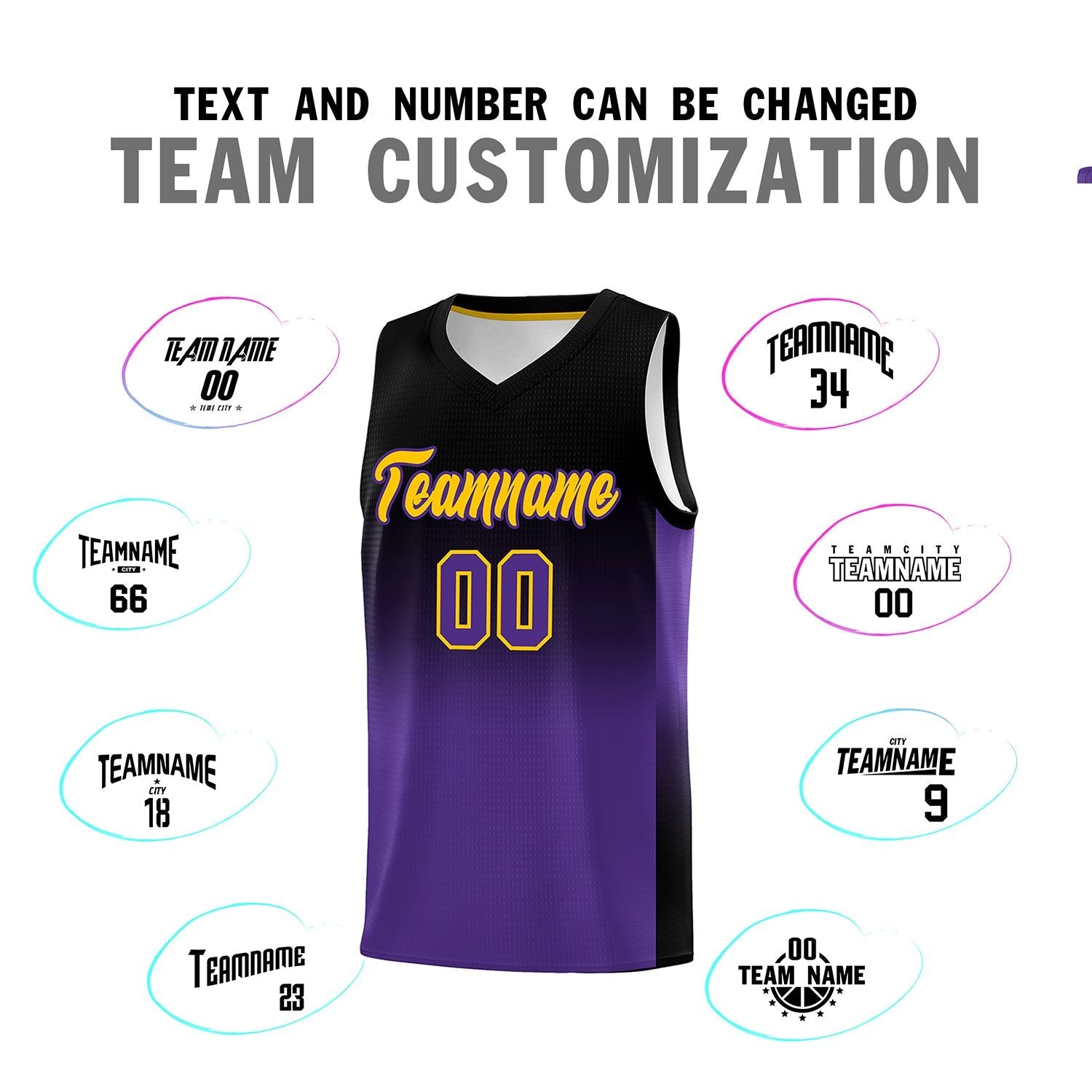 Custom Black Purple Gradient Fashion Sets Sports Uniform Basketball Jersey