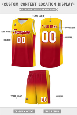 Custom Gold Red Gradient Fashion Sets Sports Uniform Basketball Jersey