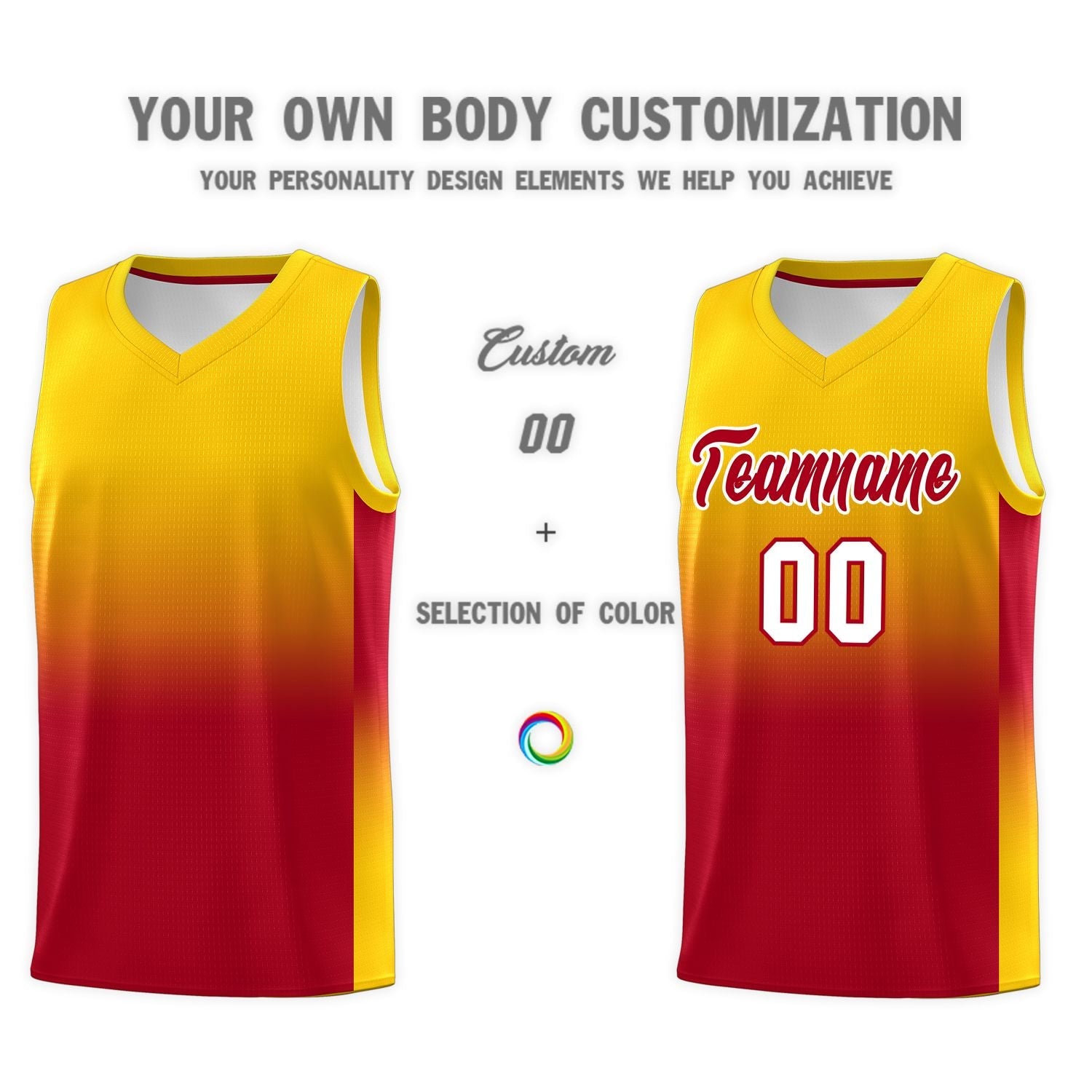 Custom Gold Red Gradient Fashion Sets Sports Uniform Basketball Jersey