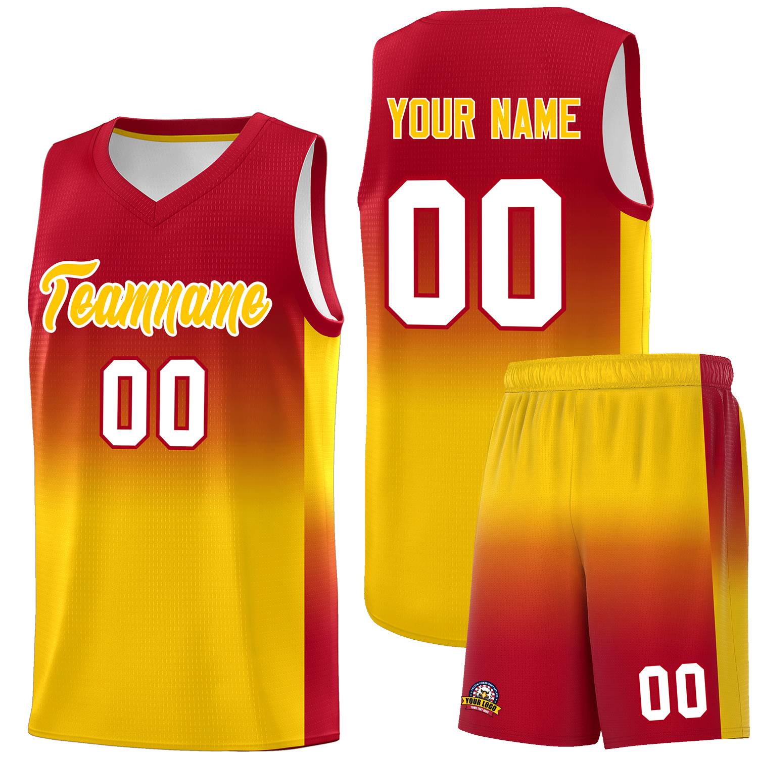 Custom Red Gold Gradient Fashion Sets Sports Uniform Basketball Jersey