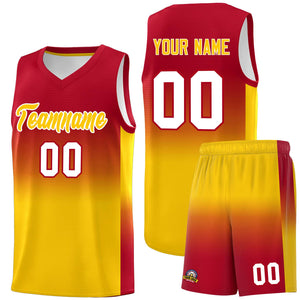 Custom Red Gold Gradient Fashion Sets Sports Uniform Basketball Jersey