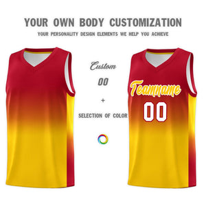 Custom Red Gold Gradient Fashion Sets Sports Uniform Basketball Jersey