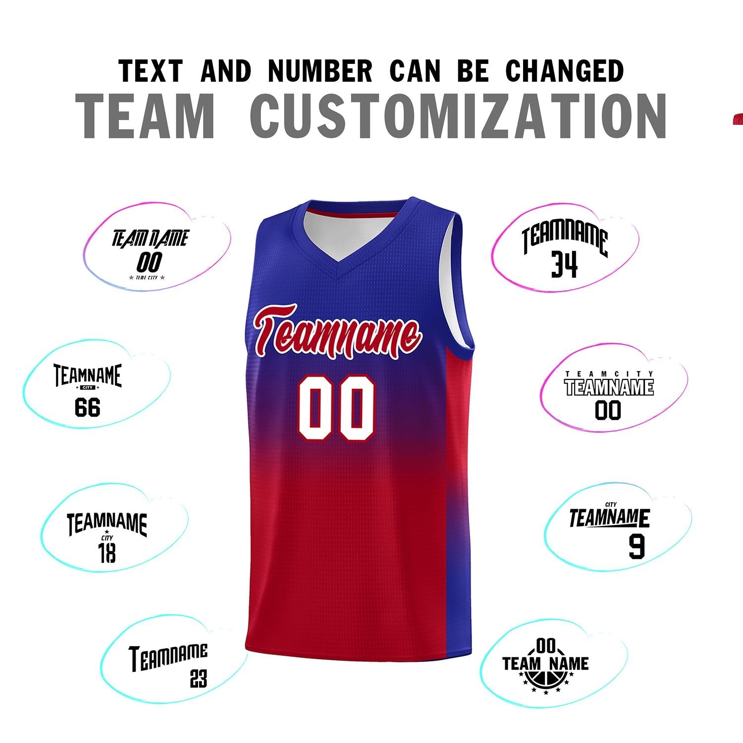 Custom Royal Red Gradient Fashion Sets Sports Uniform Basketball Jersey