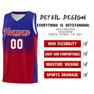 Custom Royal Red Gradient Fashion Sets Sports Uniform Basketball Jersey