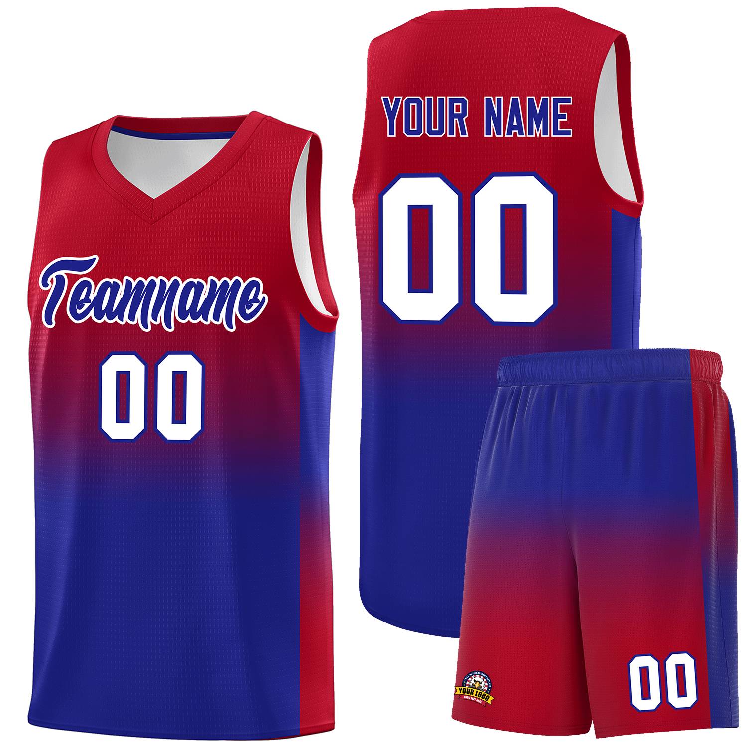 Custom Red Royal Gradient Fashion Sets Sports Uniform Basketball Jersey