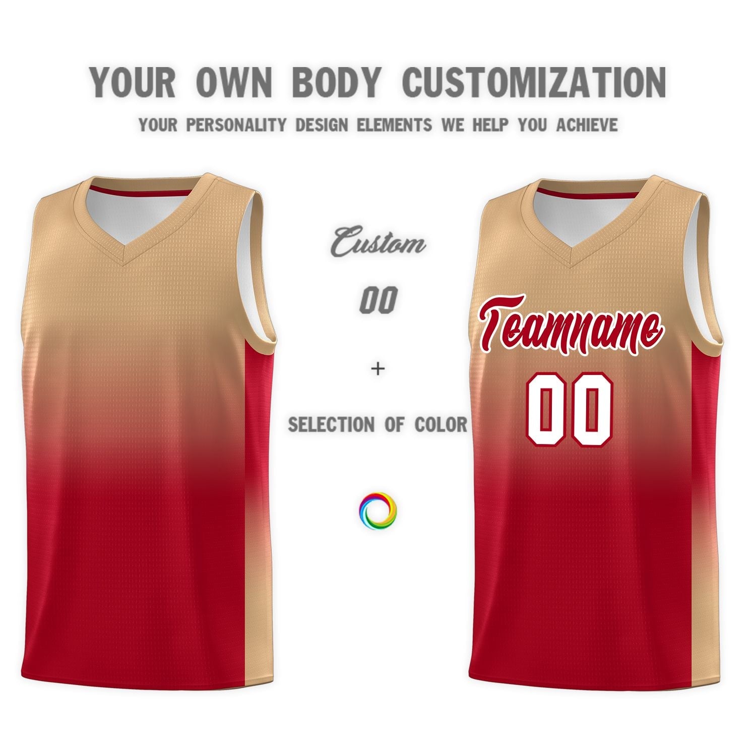 Custom Old Gold Red Gradient Fashion Sets Sports Uniform Basketball Jersey