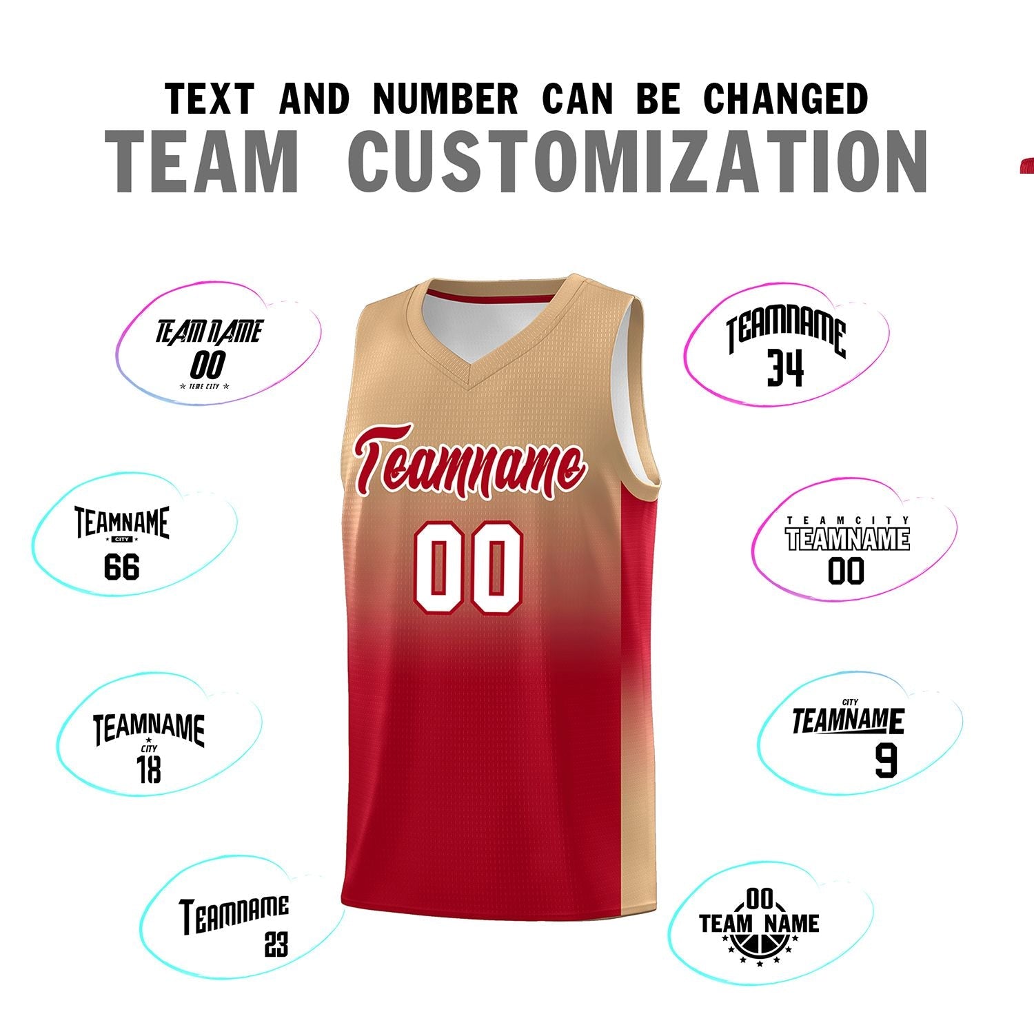 Custom Old Gold Red Gradient Fashion Sets Sports Uniform Basketball Jersey