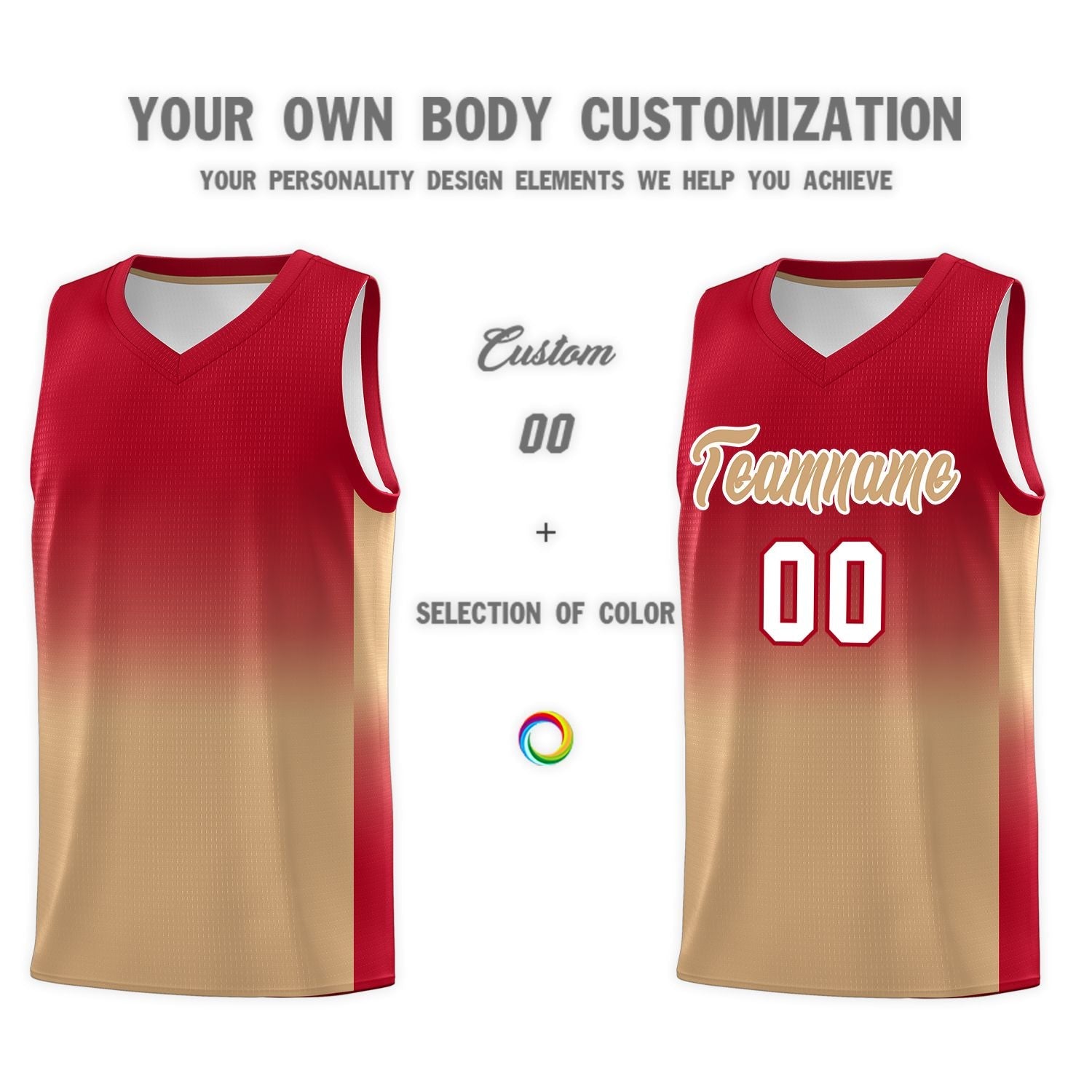 Custom Red Old Gold Gradient Fashion Sets Sports Uniform Basketball Jersey