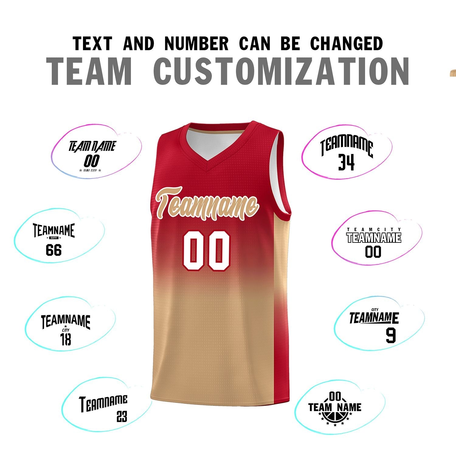 Custom Red Old Gold Gradient Fashion Sets Sports Uniform Basketball Jersey