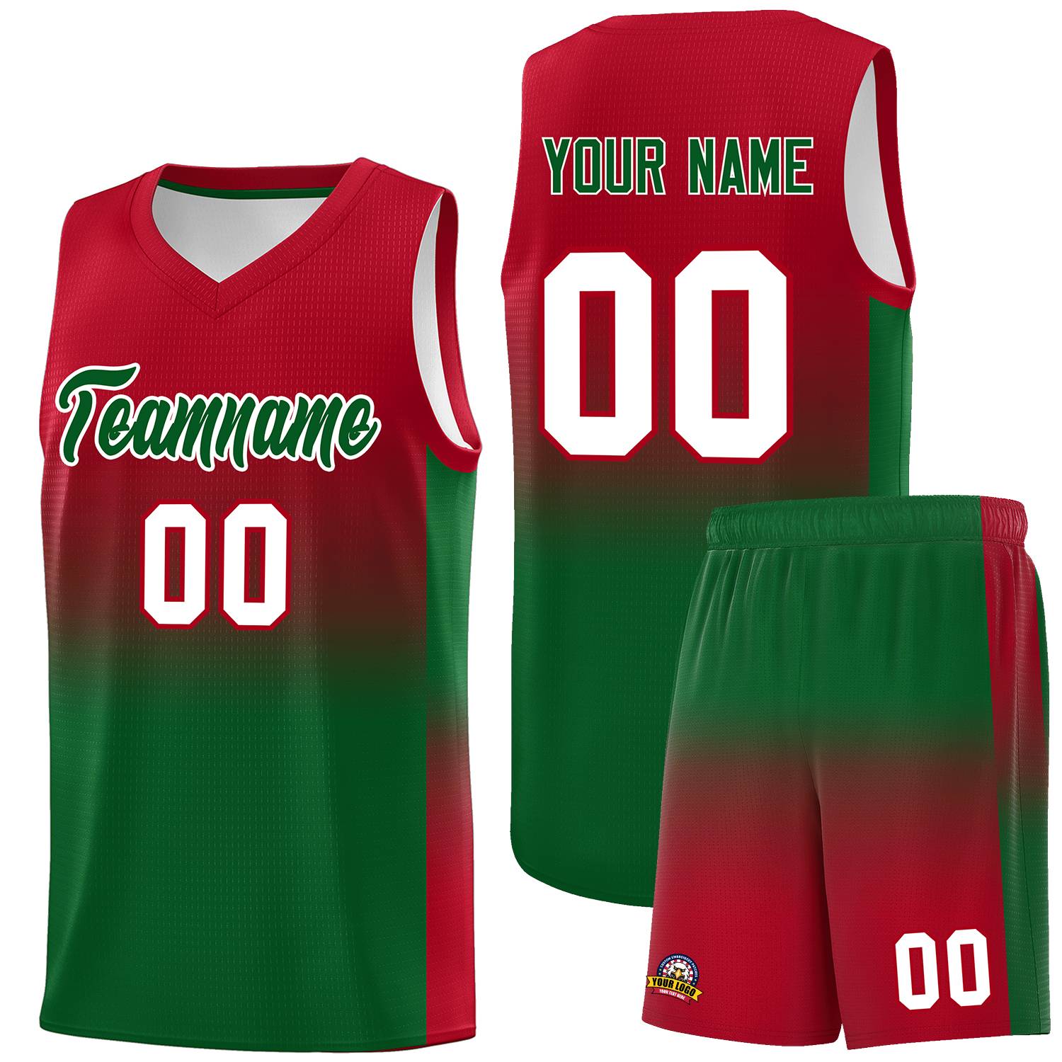 Custom Red Kelly Green Gradient Fashion Sets Sports Uniform Basketball Jersey