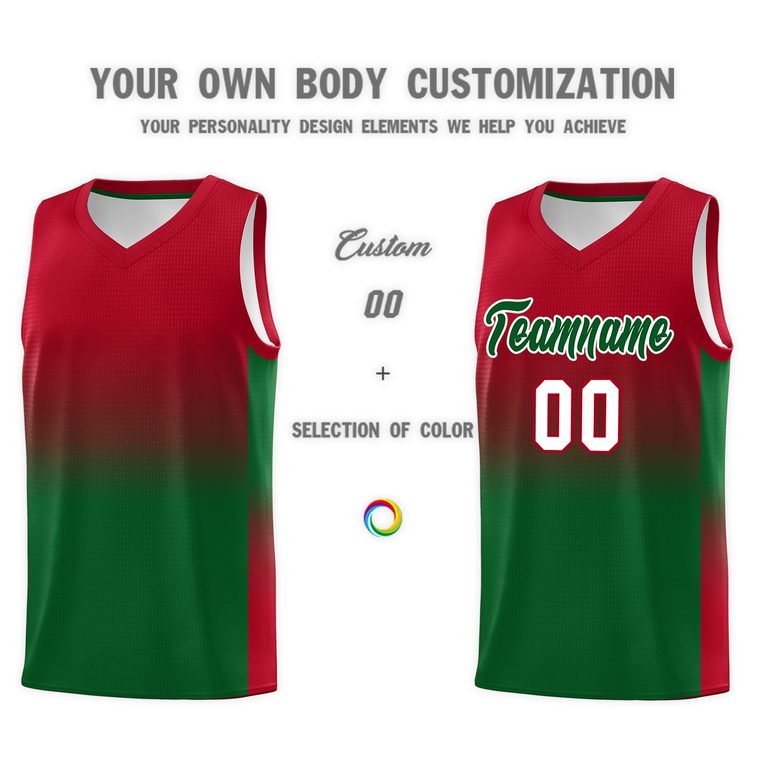 Custom Red Kelly Green Gradient Fashion Sets Sports Uniform Basketball Jersey