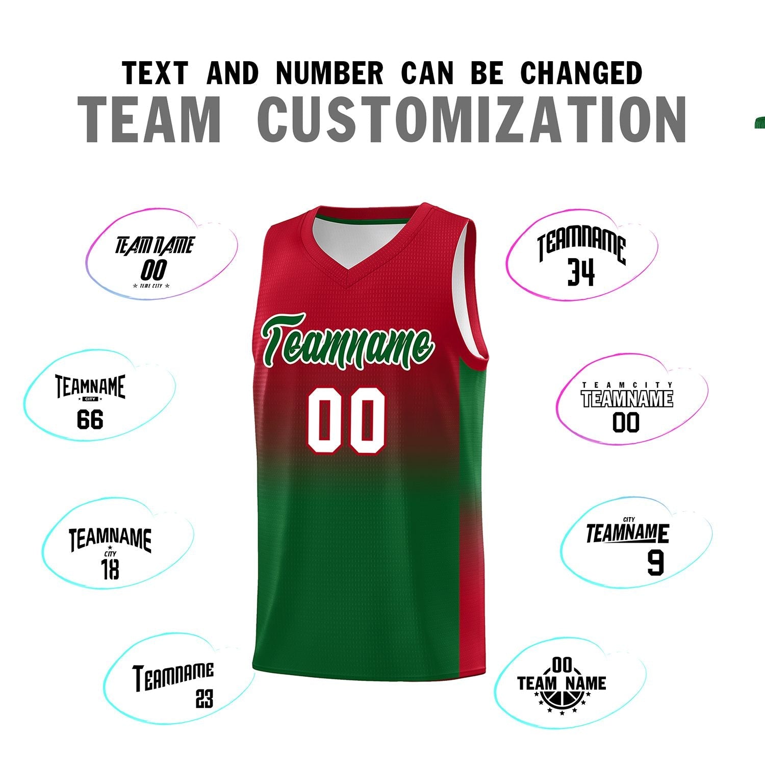 Custom Red Kelly Green Gradient Fashion Sets Sports Uniform Basketball Jersey