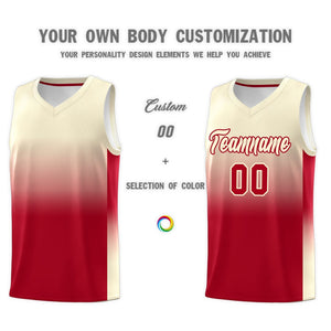 Custom Cream Red Gradient Fashion Sets Sports Uniform Basketball Jersey