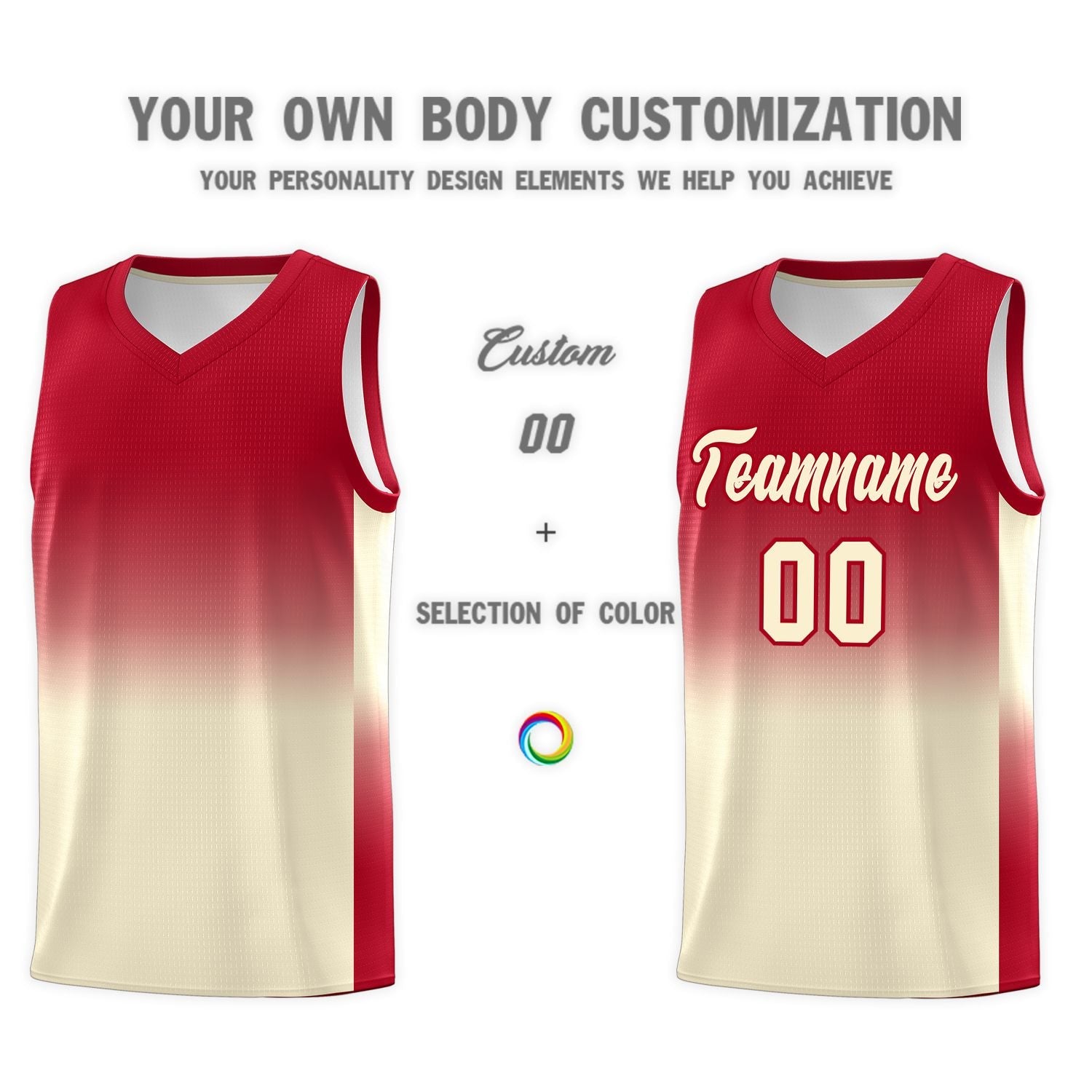 Custom Red Cream Gradient Fashion Sets Sports Uniform Basketball Jersey