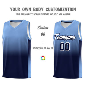 Custom Light Blue Navy Gradient Fashion Sets Sports Uniform Basketball Jersey