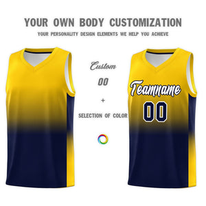 Custom Gold Navy Gradient Fashion Sets Sports Uniform Basketball Jersey