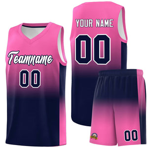 Custom Pink Navy Gradient Fashion Sets Sports Uniform Basketball Jersey