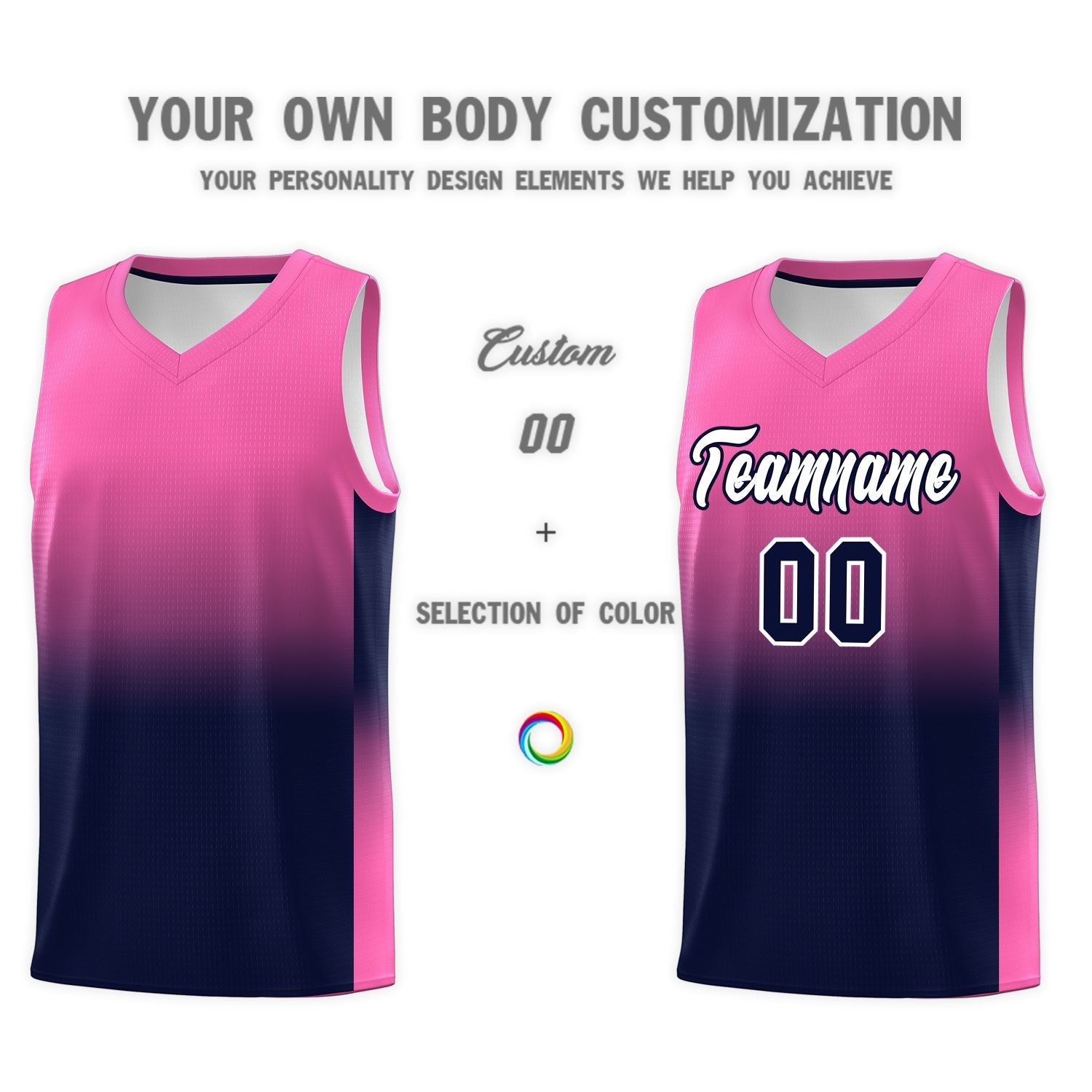 Custom Pink Navy Gradient Fashion Sets Sports Uniform Basketball Jersey