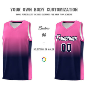 Custom Pink Navy Gradient Fashion Sets Sports Uniform Basketball Jersey