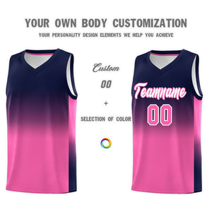 Custom Navy Pink Gradient Fashion Sets Sports Uniform Basketball Jersey