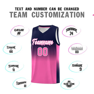 Custom Navy Pink Gradient Fashion Sets Sports Uniform Basketball Jersey