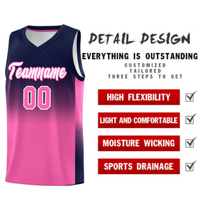 Custom Navy Pink Gradient Fashion Sets Sports Uniform Basketball Jersey