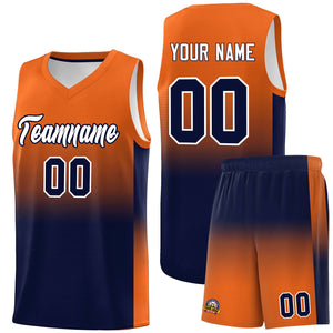 Custom Orange Navy Gradient Fashion Sets Sports Uniform Basketball Jersey