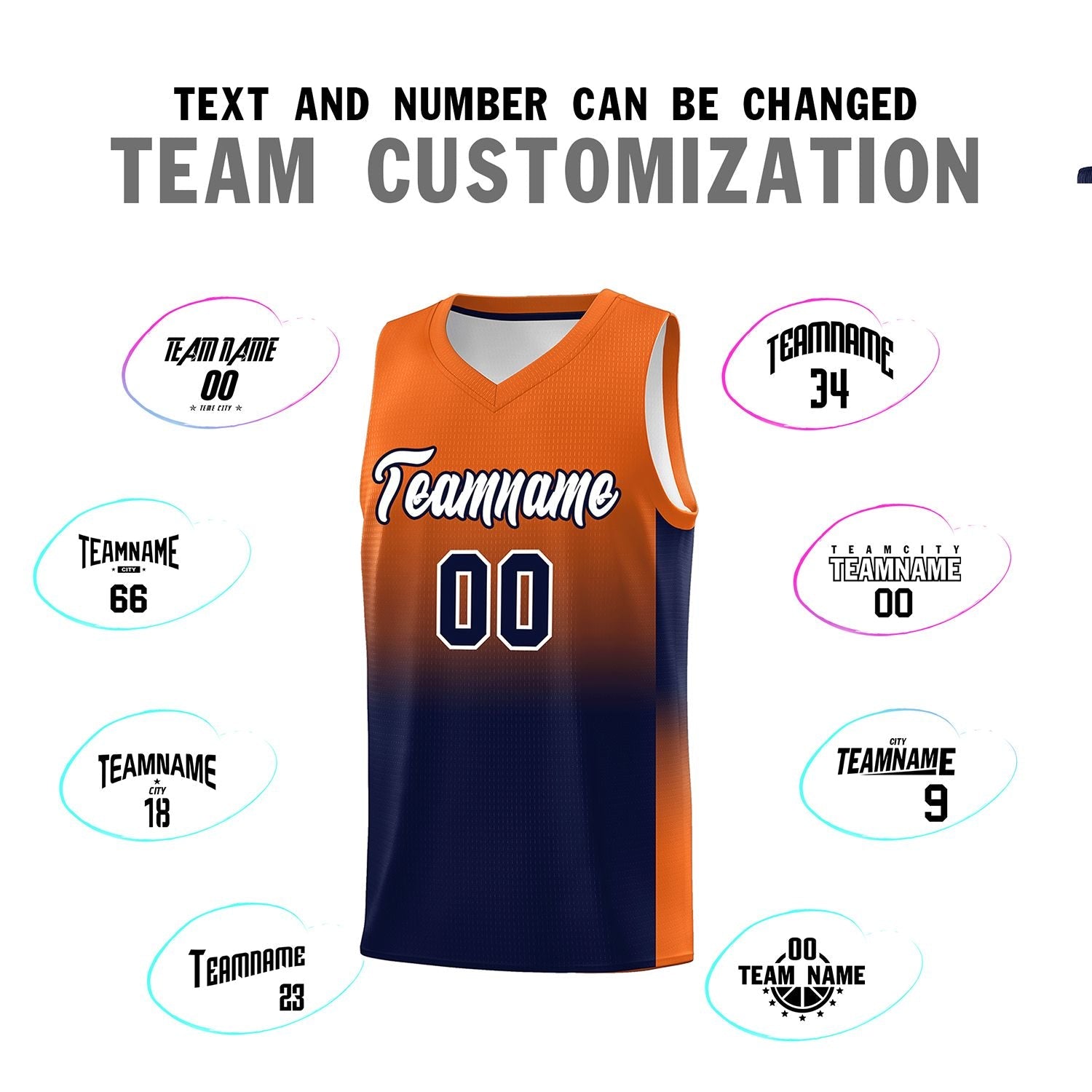 Custom Orange Navy Gradient Fashion Sets Sports Uniform Basketball Jersey