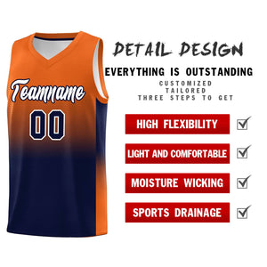 Custom Orange Navy Gradient Fashion Sets Sports Uniform Basketball Jersey