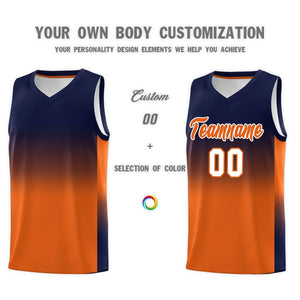 Custom Navy Orange Gradient Fashion Sets Sports Uniform Basketball Jersey