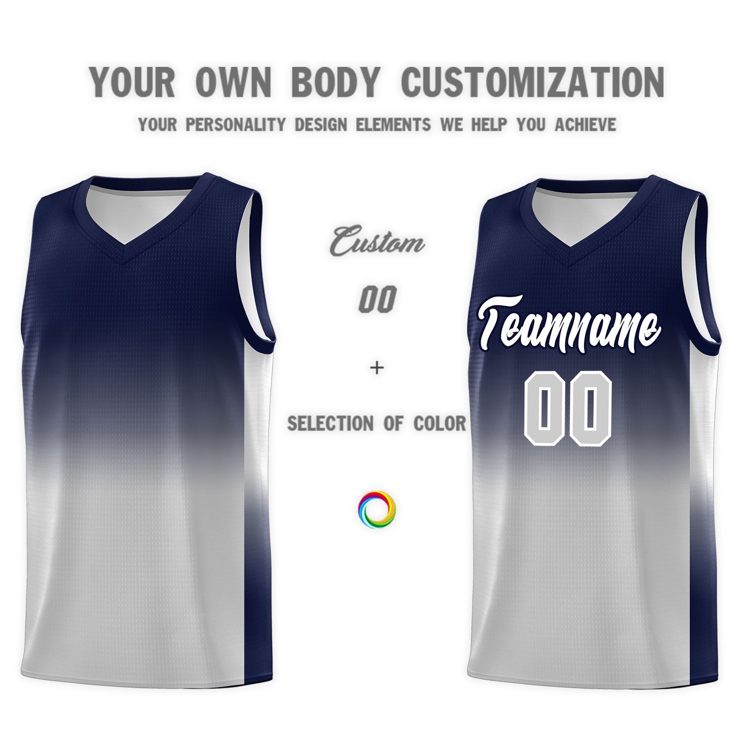 Custom Navy Gray Gradient Fashion Sets Sports Uniform Basketball Jersey