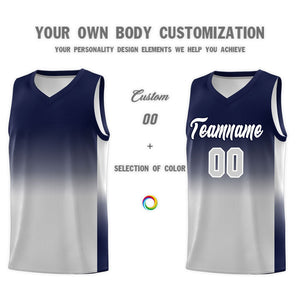 Custom Navy Gray Gradient Fashion Sets Sports Uniform Basketball Jersey