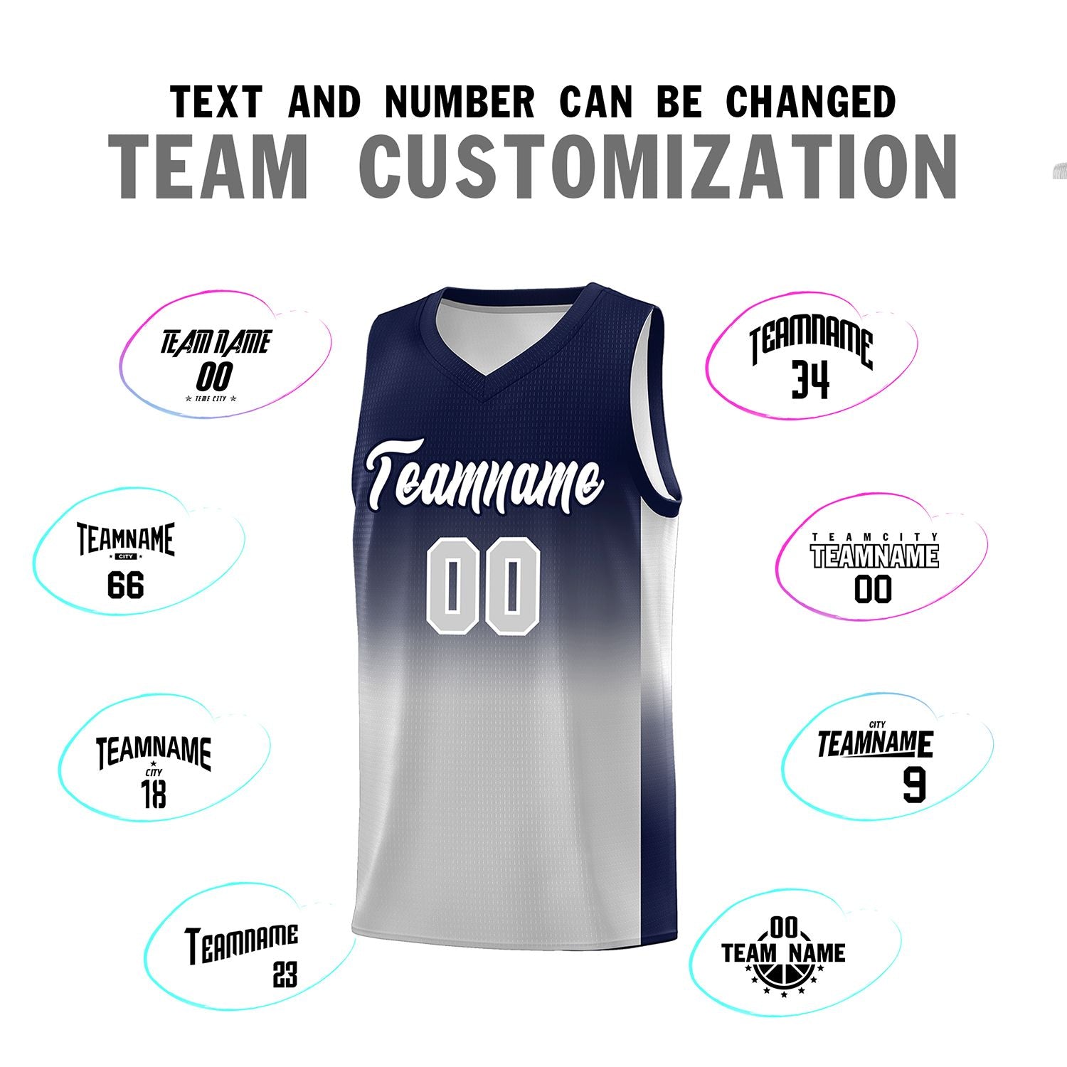 Custom Navy Gray Gradient Fashion Sets Sports Uniform Basketball Jersey