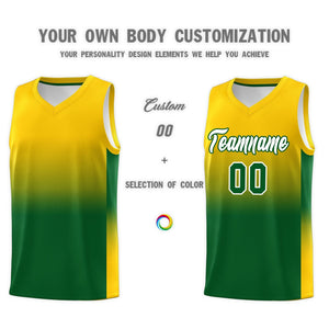 Custom Gold Kelly Green Gradient Fashion Sets Sports Uniform Basketball Jersey