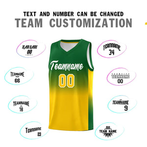 Custom Kelly Green Gold Gradient Fashion Sets Sports Uniform Basketball Jersey