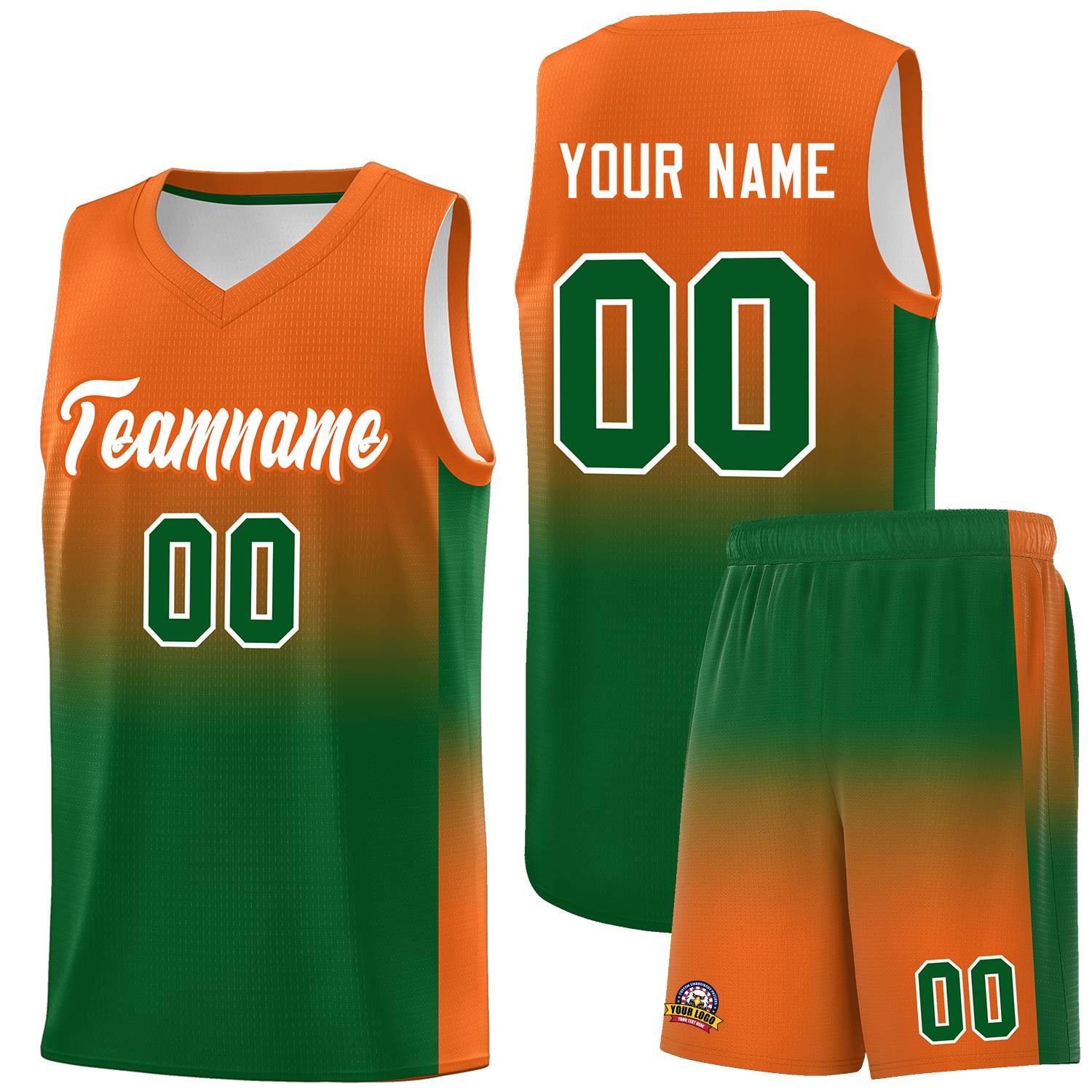 Custom Orange Kelly Green Gradient Fashion Sets Sports Uniform Basketball Jersey