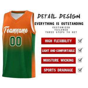 Custom Orange Kelly Green Gradient Fashion Sets Sports Uniform Basketball Jersey