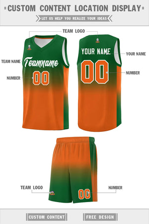 Custom Kelly Green Orange Gradient Fashion Sets Sports Uniform Basketball Jersey