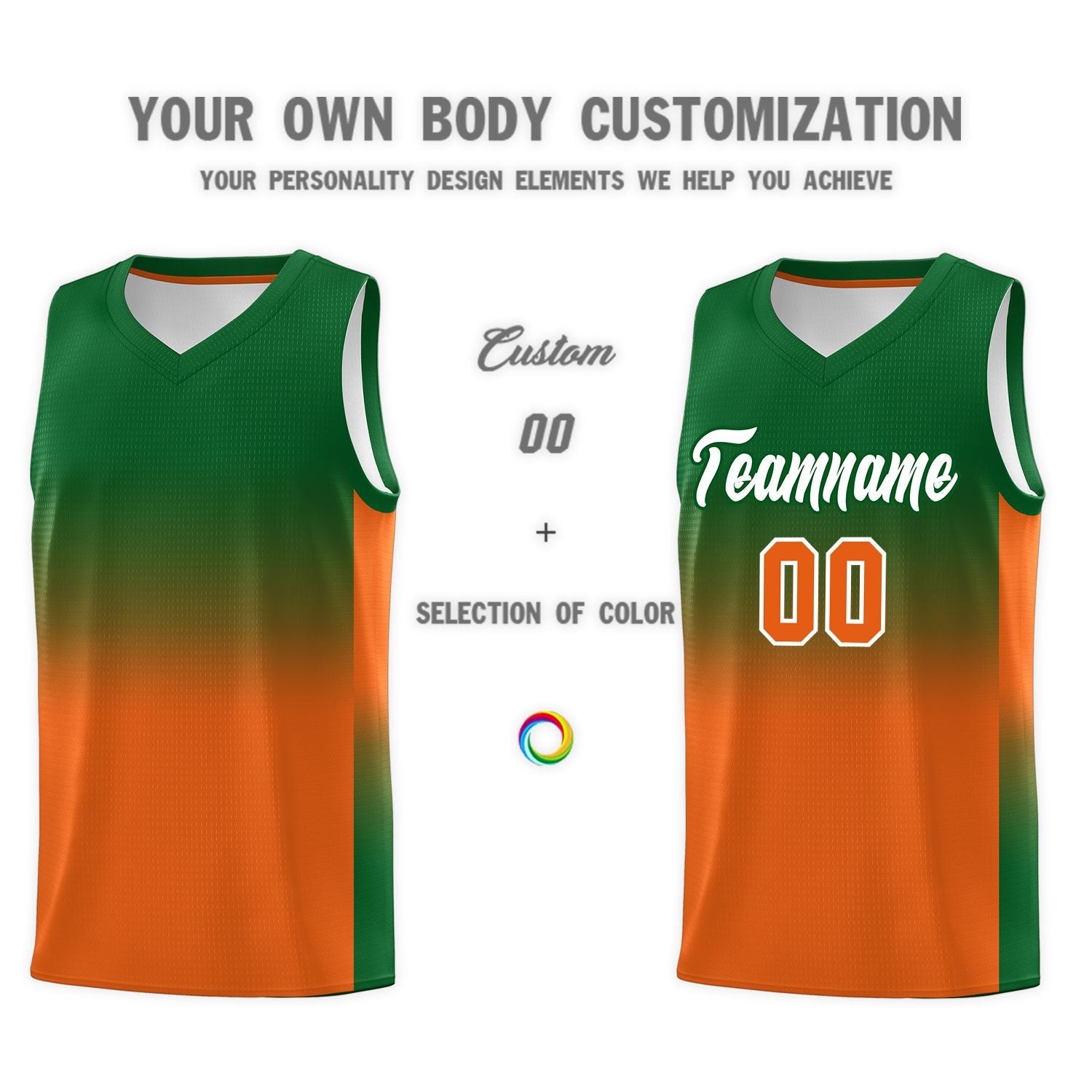 Custom Kelly Green Orange Gradient Fashion Sets Sports Uniform Basketball Jersey