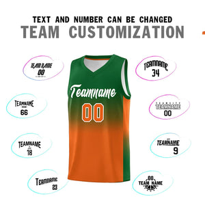 Custom Kelly Green Orange Gradient Fashion Sets Sports Uniform Basketball Jersey