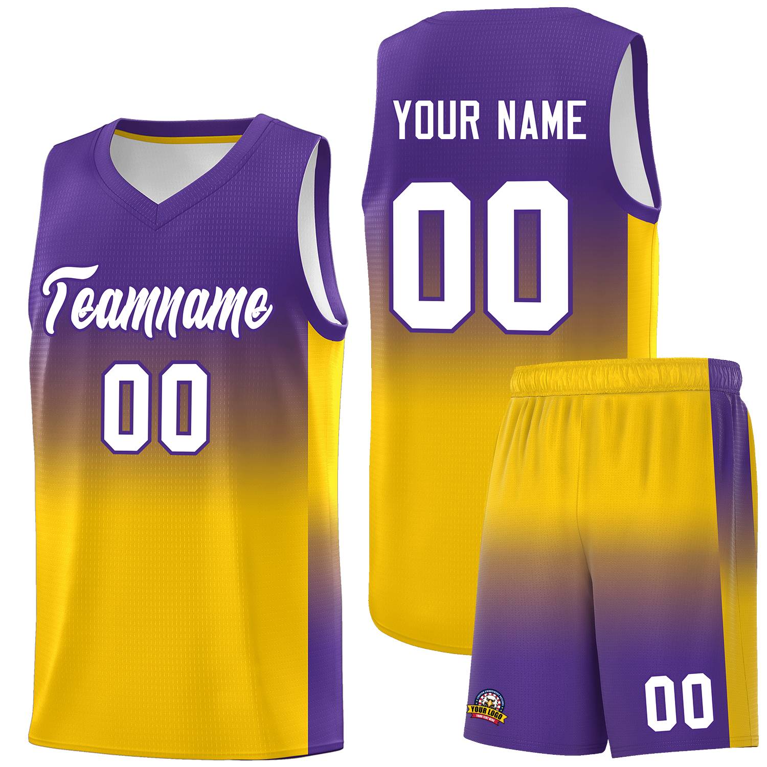 Custom Purple Gold Gradient Fashion Sets Sports Uniform Basketball Jersey